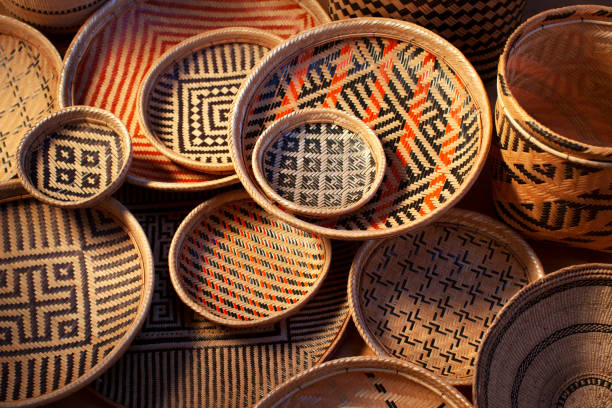 Baskets are handmade and are colored using natural dyes.